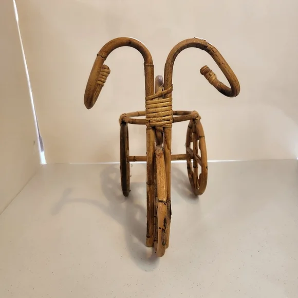 Vintage Bamboo Bicycle Planter 1970s Boho Rattan Bike Plant Pot Holder Decor 70s - Picture 3 of 6